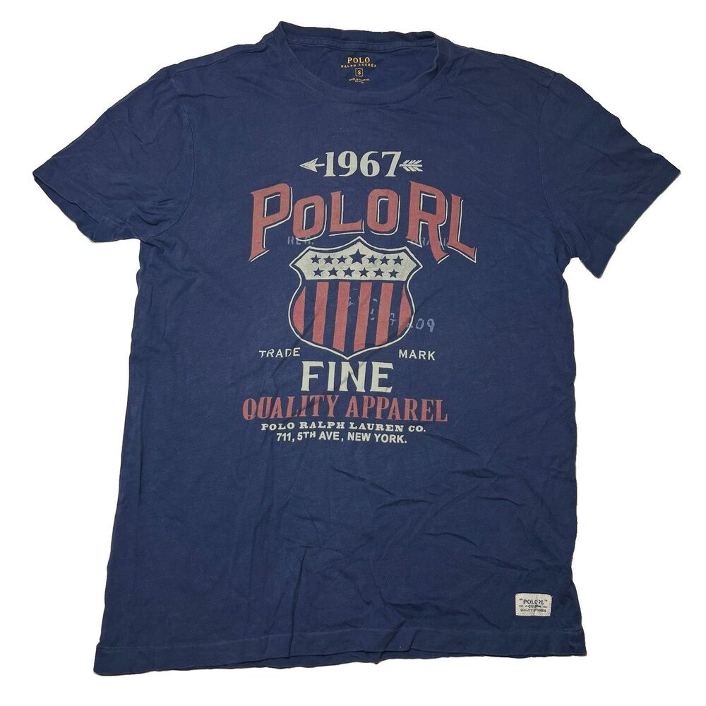 Men’s 1967 Polo Ralph Lauren Graphic T-Shirt, Size Small Faded Blue
